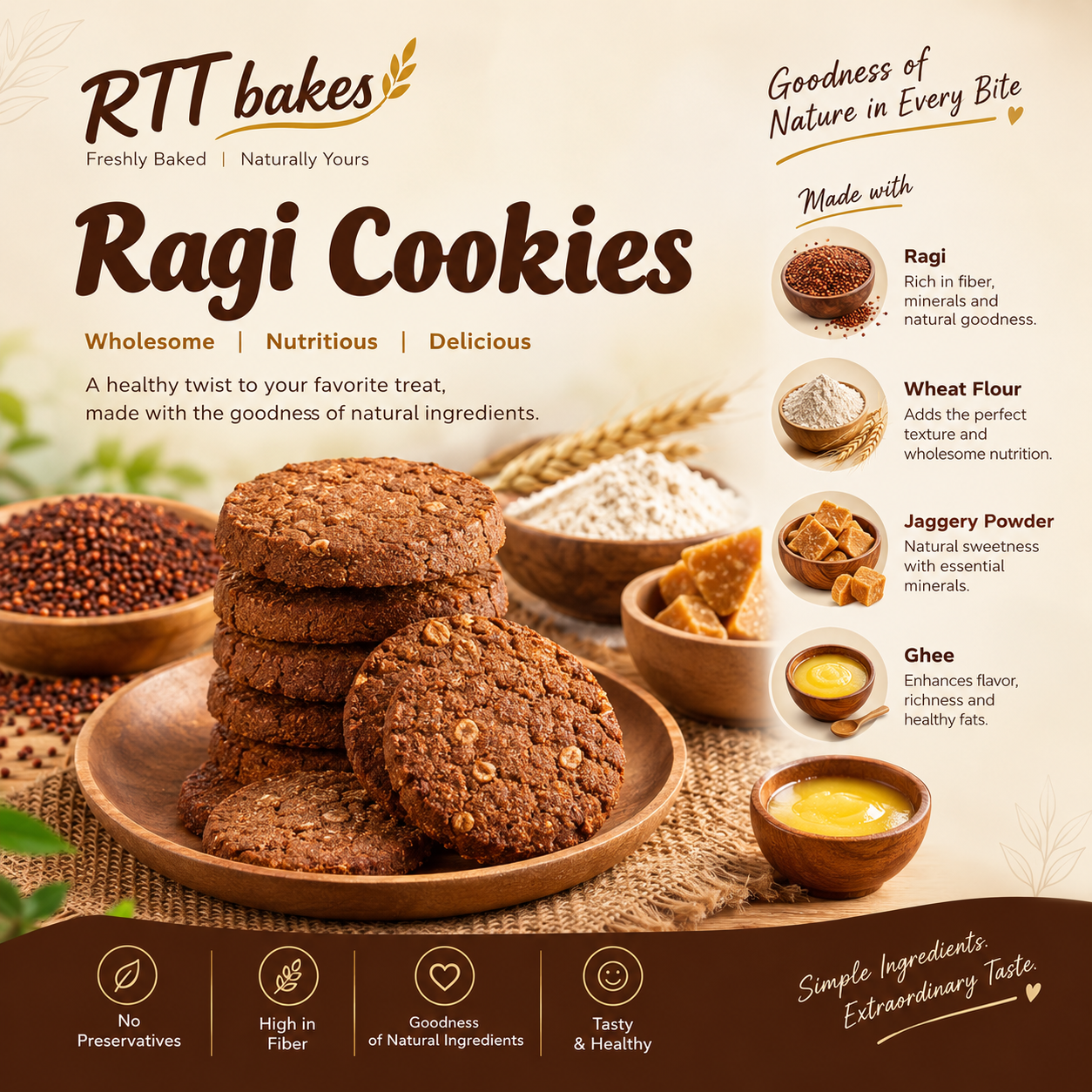 Wholesome Ragi Cookies by RTT Bakes